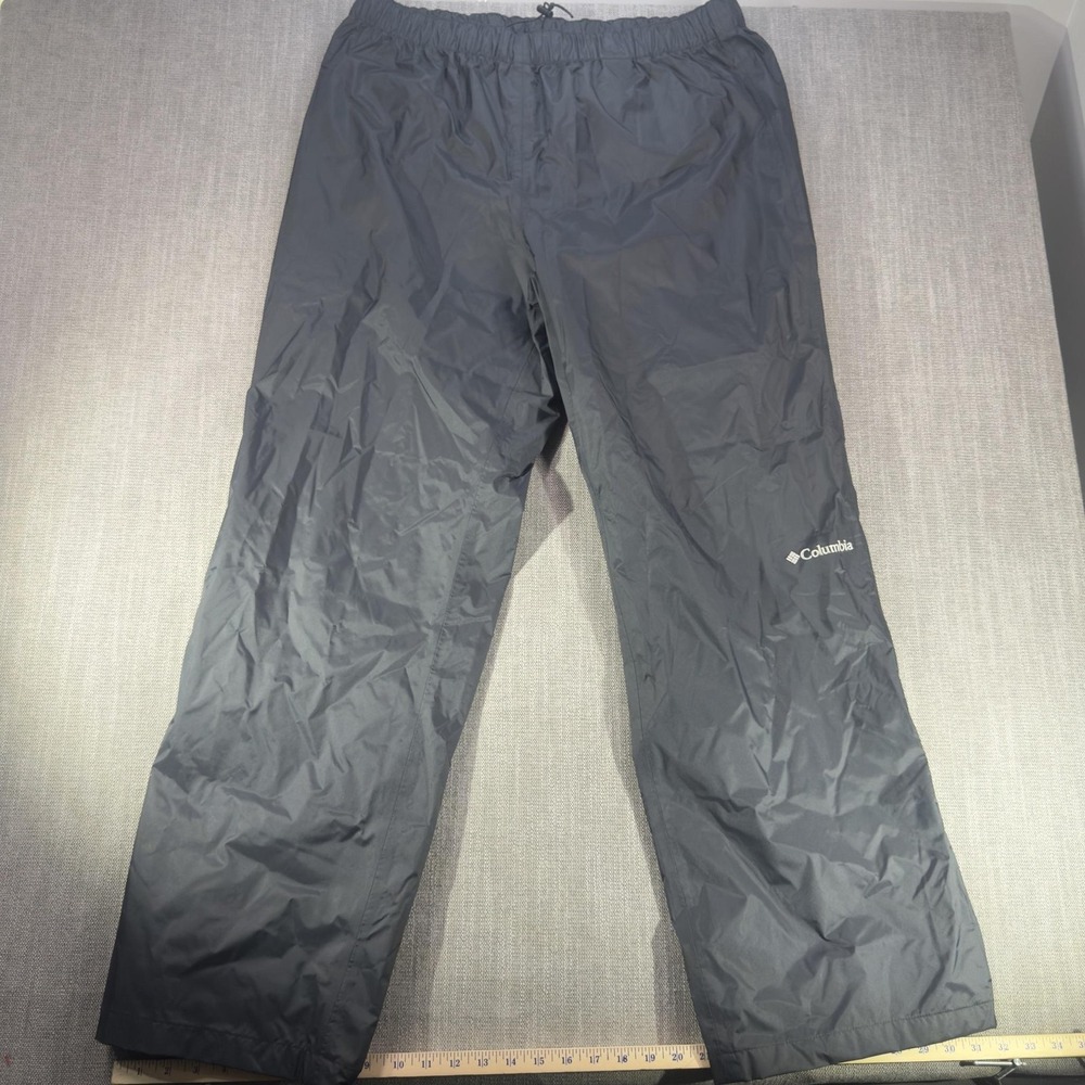 Columbia Pants Mens XL 32L Black Omni-Tech Waterproof Breathable Rain Hiking